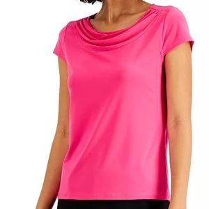 Joan Vass New York Pink Cowl Neck Tee